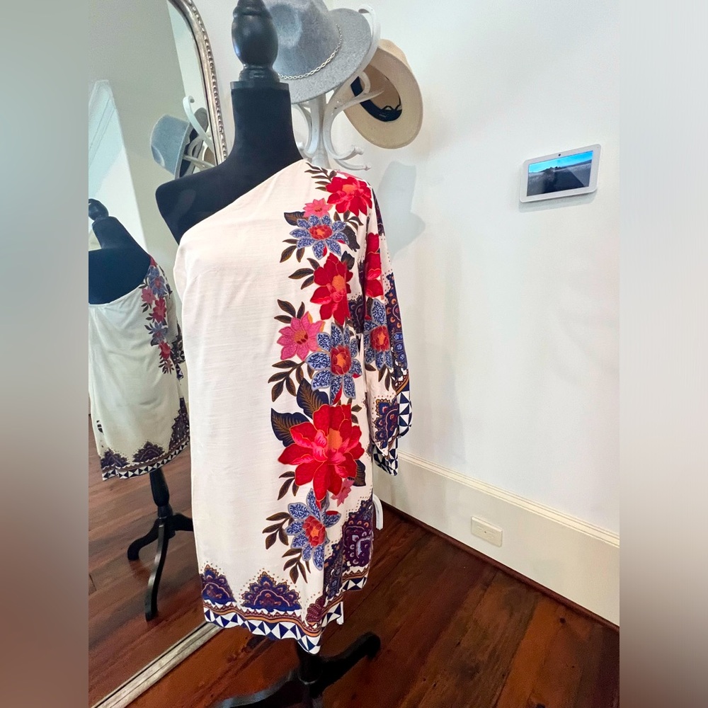 Farm Rio Printed One-Shoulder Mini Dress